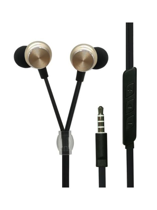 2GO Luxury Zipper-Style In-Ear Stereo Headset Black/Gold