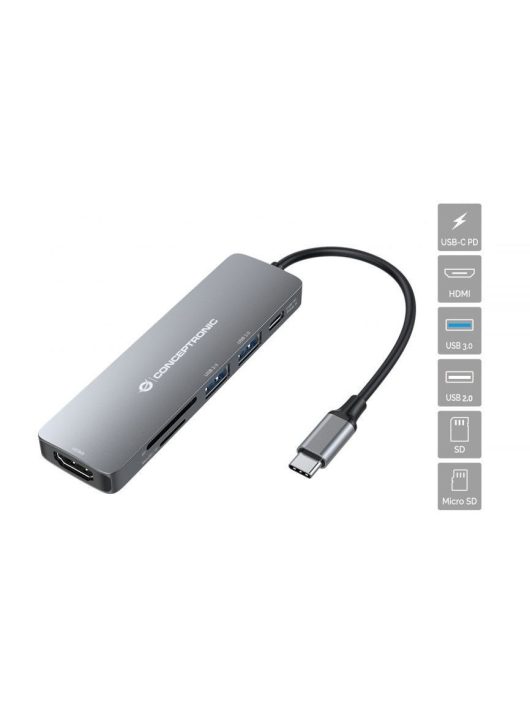 Conceptronic  DONN11G 6in1 USB3.2 Gen 1 Docking Station Grey