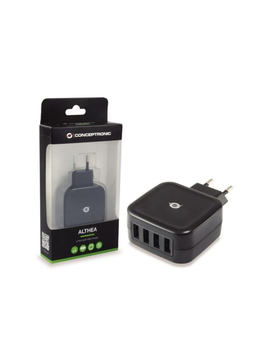 Conceptronic  ALTHEA04B  4-Port 25W USB Charger Adapter Black