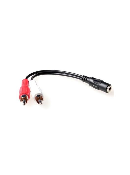 ACT 0,15 meter audio connection cable 1x 3,5 mmm jack male naar 1x 3.5mm stereo jack female - 2x RCA male