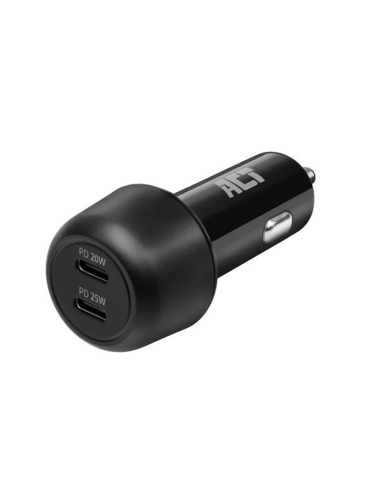 ACT AC2200 2-port USB-C Fast Car Charger 45W with Power Delivery Black