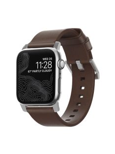   Nomad Leather Strap Brown, silver - Apple Watch Ultra (49mm) 8/7 (45mm)/6/SE/5/4 (44mm)/3/2/1 (42mm)