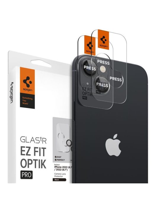 Spigen Glass EZ Fit Optik Pro 2 Pack, black - iPhone 15/15 Plus/14/14 Plus