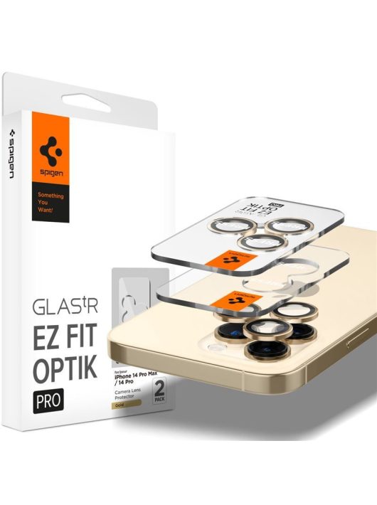 Spigen Glass EZ Fit Optik Pro 2 Pack, gold - iPhone 14 Pro/iPhone 14 Pro Max