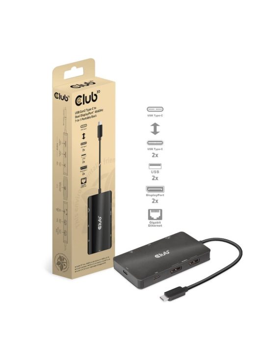 Club3D USB Gen2 Type-C to Dual DisplayPort 4k60Hz 7-in-1 Portable Dock