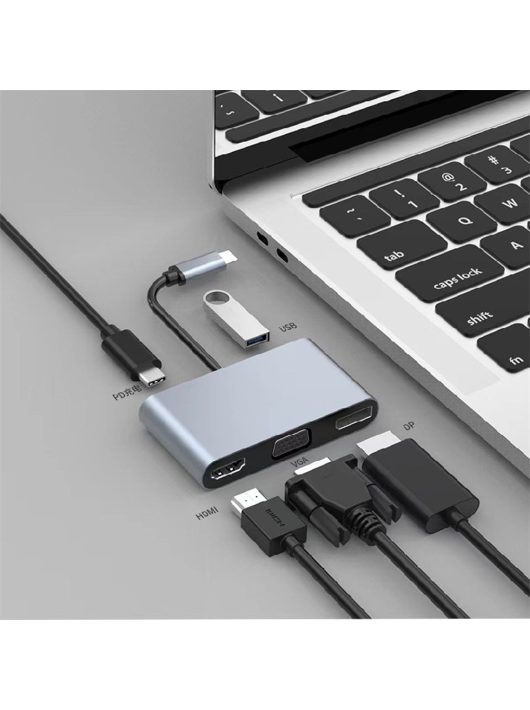 BlackBird 5in1 Dokkoló USB-C - USB, PD, HDMI, VGA, DP