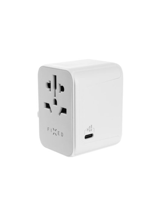 FIXED travel adapter for EU, UK and USA/AUS, with 1xUSB-C and 2xUSB output, GaN, PD 30W, white