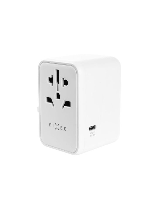 FIXED travel adapter for EU, UK and USA/AUS, with 3xUSB-C and 2xUSB output, GaN, PD 65W, white