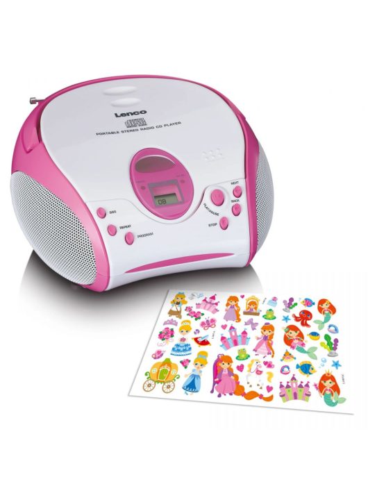 Lenco SCD-24PK Kids portable stereo FM radio with CD player Pink