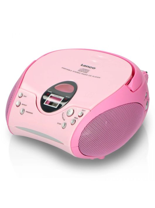 Lenco SCD-24PK portable stereo FM radio with CD player Pink