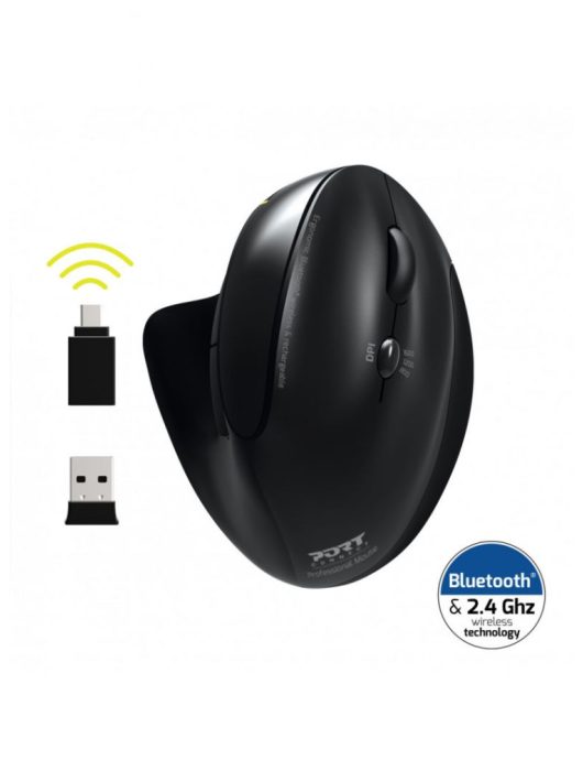 Port Designs Rechargeable Ergonomic Wireless Mouse Black