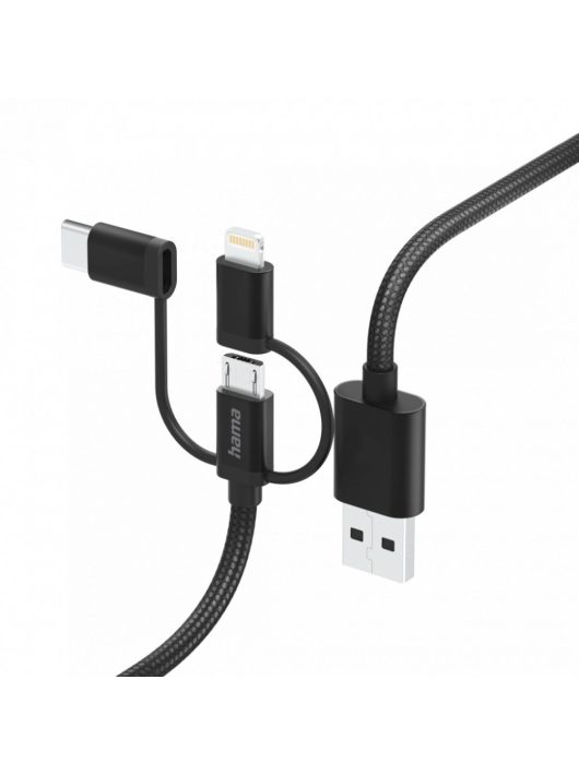 Hama FIC E3 3in1 Micro USB/Type-C/Lightning 1,5m Black