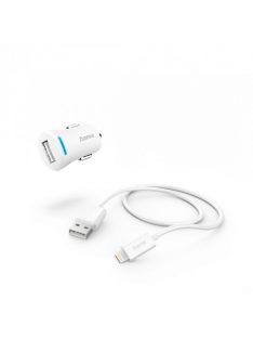 Hama Car Charger with Lightning Charging Cable 12W 1m White