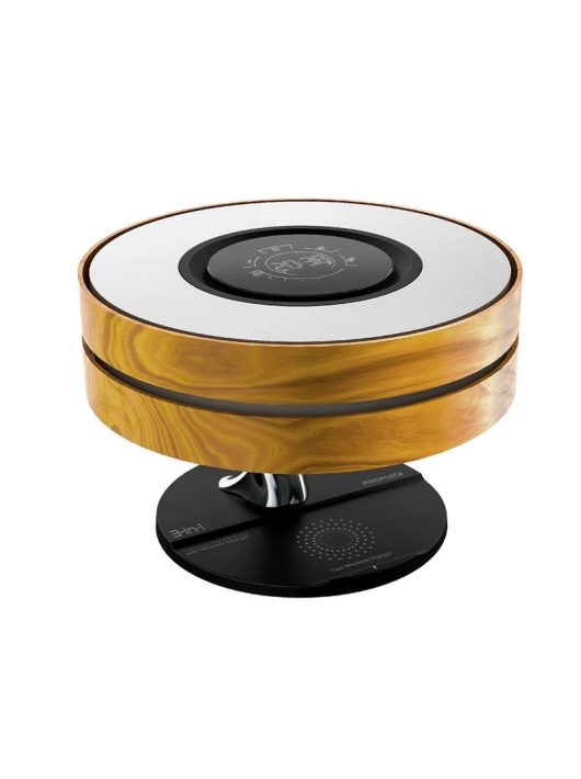 Promate  Mirth 3-in-1 Contemporary Designed Wireless Speaker with Desk Lamp and Wireless Charger Wood