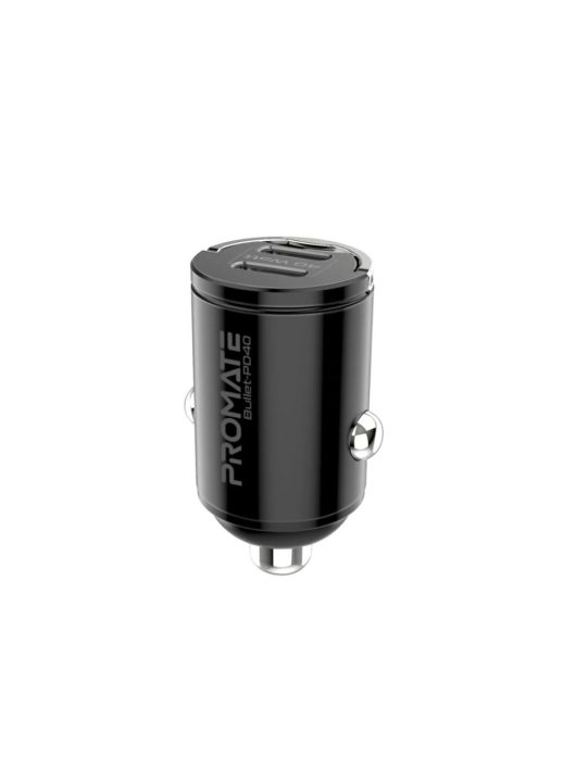 Promate  Bullet-PD40 RapidCharge 40W Car Charger with Dual USB-C Power Delivery Ports Black