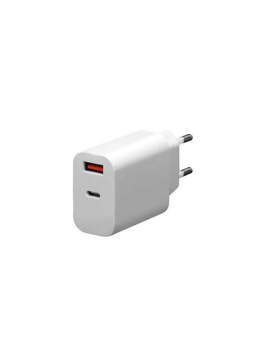 Platinet Wall Charger 30W USB Type C PD3.0+USB2.4A White