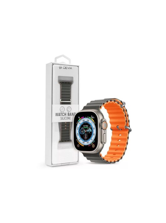 Devia Deluxe Series Sport6 Silicon Two-tone Watch Band 42-49mm Grey/Orange