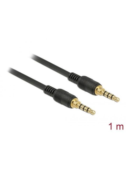 DeLock Stereo Jack Cable 3.5 mm 4 pin male > male 1m Black