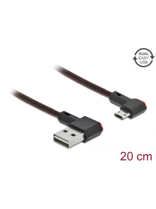 DeLock EASY-USB 2.0 Cable Type-A male to EASY-USB Type Micro-B male angled left / right 0,2m Black