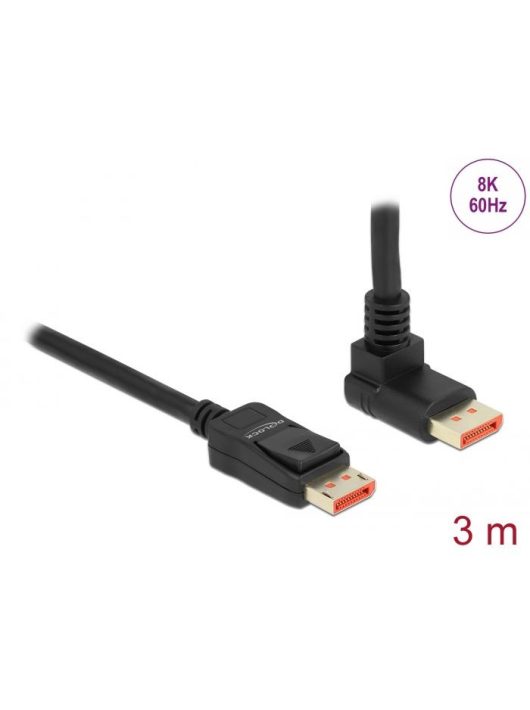 DeLock DisplayPort cable male straight to male 90° upwards angled 8K 60 Hz 3m Black