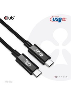   Club3D USB4 Gen3x2 Type-C Bi-Directional USB-IF Certified 8K60Hz Data 40Gbps, PD 240W(48V/5A) EPR M/M Cable 1m Black