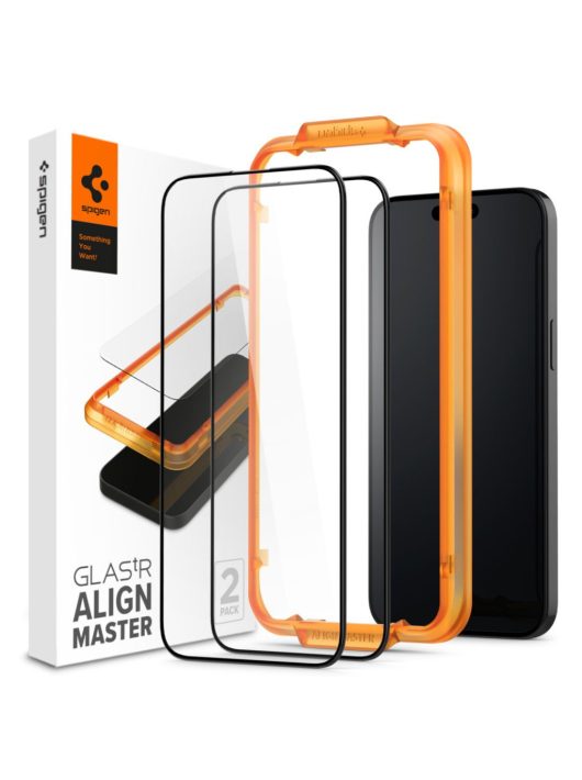 Spigen iPhone 15 Pro Screen Protector AlignMaster GLAS.tR FC Black (2 Pack)