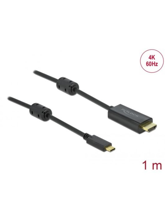 DeLock Active USB Type-C to HDMI Cable (DP Alt Mode) 4K 60 Hz 1m Black