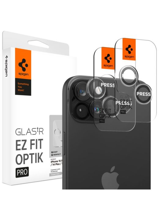 Spigen iPhone 15 Pro/15 Pro Max Glass tR EZ Fit Optik Pro Crystal Clear (2 Pack)