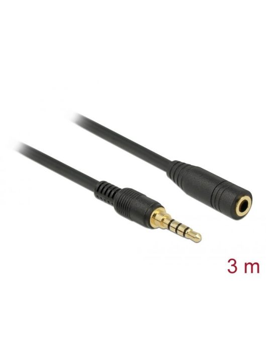 DeLock Stereo Jack 3,5mm Extension male/famale cable 3m Black