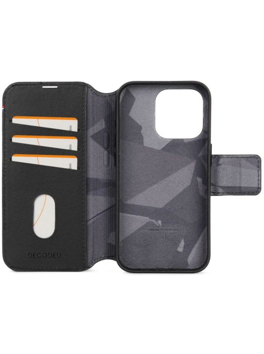 Decoded iPhone 15 Pro Case Leather Detachable Wallet Black