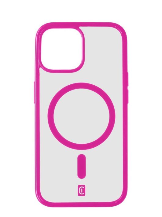 Cellularline Pop Mag Back Cover with Magsafe Support for Apple iPhone 15 Plus, Clear/Pink