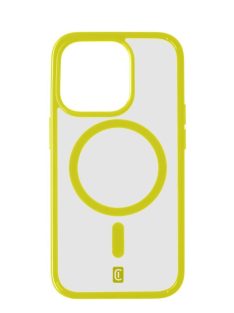   Cellularline Pop Mag Back Cover with Magsafe Support for Apple iPhone 15 Pro Max, Clear/Lime