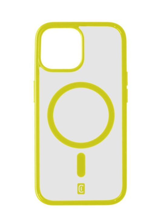 Cellularline Pop Mag Back Cover with Magsafe Support for Apple iPhone 15, Clear/Lime