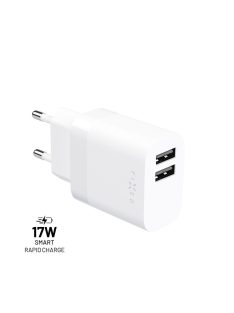 FIXED hálózati töltő, 2*USB-A kimenet, 17W, fehér