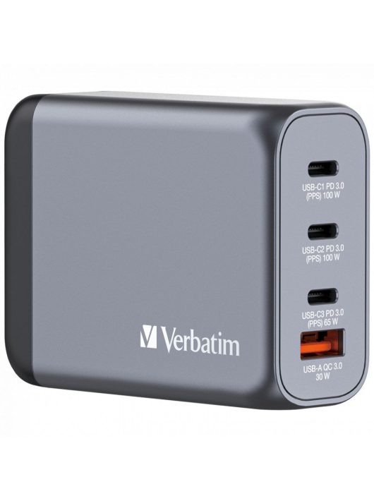 Verbatim 100W 4-Port GaN Wall Charger Grey