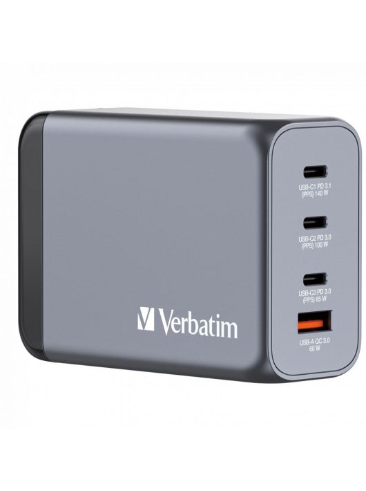 Verbatim 240W 4-Port GaN Wall Charger Grey