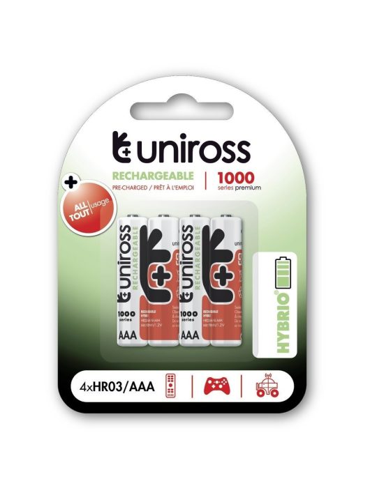 Uniross Hybrio 1000mAh AAA Ni-MH akkumulátor 4db/csomag