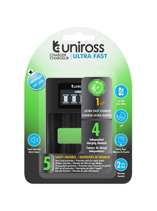 Uniross Ultra Fast AA/AAA LCD akku gyorstöltő