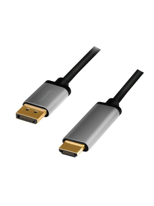 Logilink DisplayPort cable DP/M to HDMI A/M 4K/60 Hz alu 2m Black/Grey