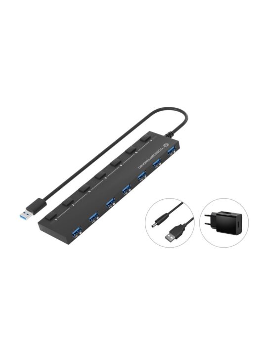 Conceptronic  HUBBIES19BP 7-portos USB3.0 HUB Black