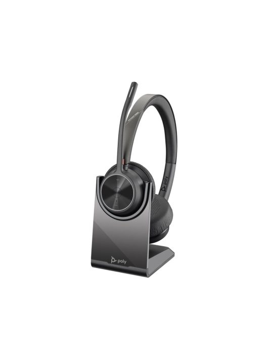 Poly Plantronics Voyager 4320 USB-C Bluetooth Headset +BT700 dongle +Charging Stand Black