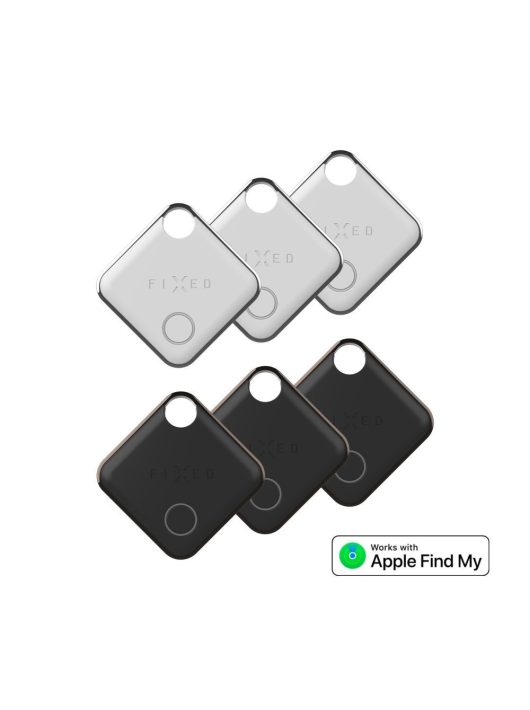 FIXED Tag intelligens helymeghatározó eszköz, Apple Find My applikációval működik,  hat db/csomag, 3x fekete + 3x fehér