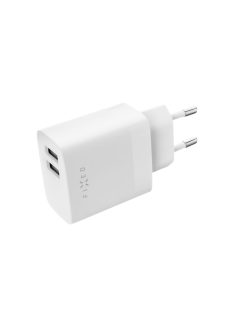   FIXED hálózati töltő, 2*USB-A kimenet, 17W + USB/USB-C kábel, fehér