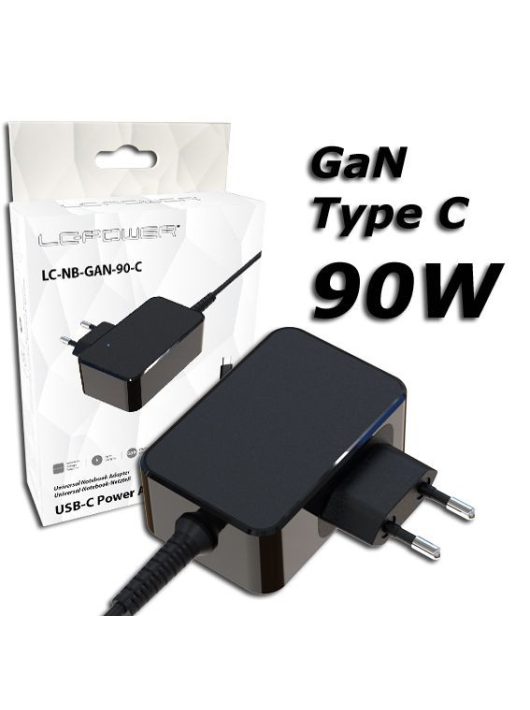 LC Power LC-NB-GAN-90-C 90W USB-C Notebook Power Adapter Black