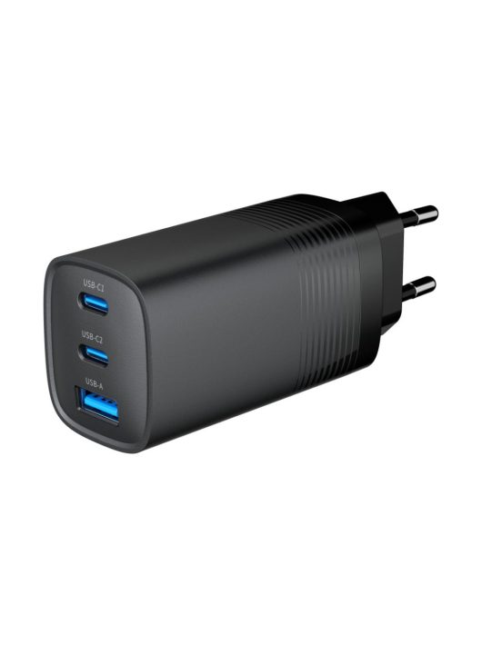 Gembird 3-port 65W GaN USB PowerDelivery fast charger Black