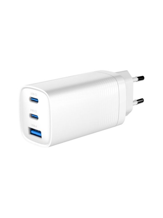 Gembird 3-port 65W GaN USB PowerDelivery fast charger White