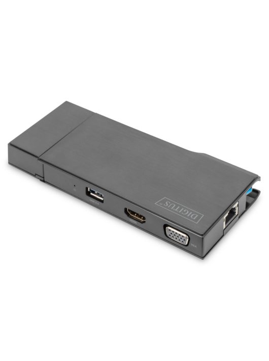 Digitus DA-70894 Universal Docking Station USB3.0 7-Port Travel 2x Video 2x USB3.0 RJ45 2x Card Reader Black