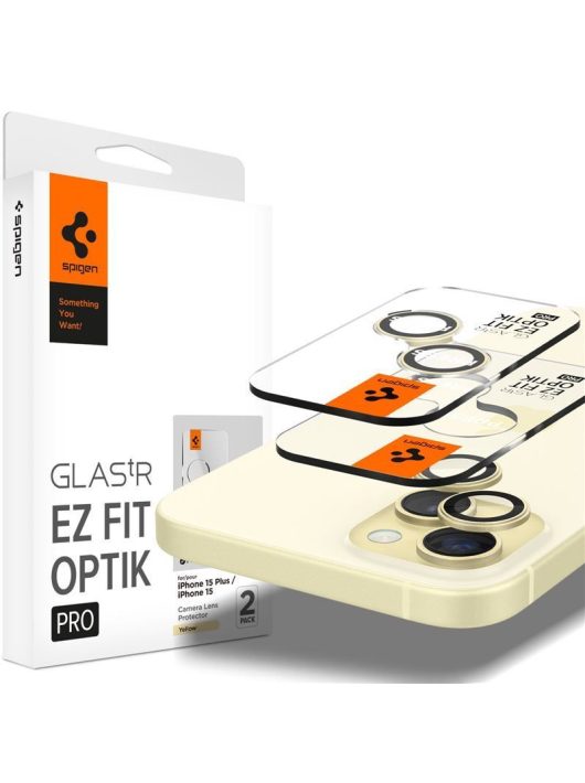 Spigen Glass tR EZ Fit Optik Pro 2 Pack yellow for iPhone 15/15 Plus/14/14 Plus