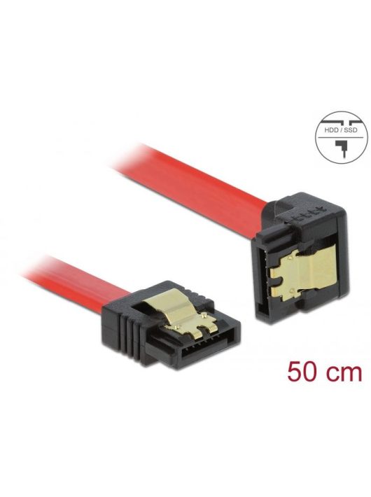 DeLock SATA 6 Gb/s Cable straight to downwards angled 50cm Red