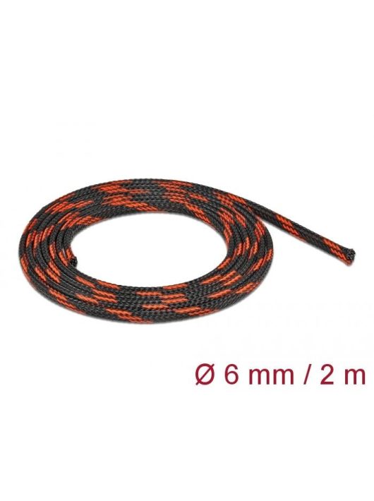 DeLock Braided Sleeve stretchable 2mx6mm Black/Red